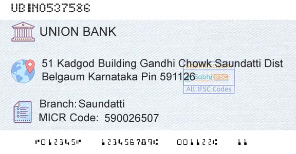Union Bank Of India SaundattiBranch 