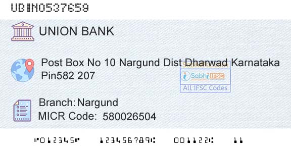 Union Bank Of India NargundBranch 