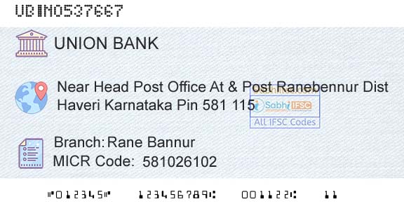 Union Bank Of India Rane BannurBranch 