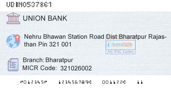 Union Bank Of India BharatpurBranch 