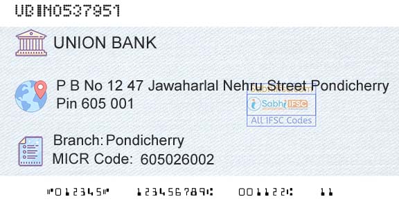 Union Bank Of India PondicherryBranch 