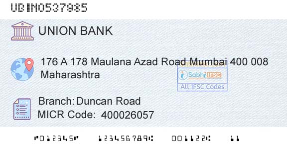 Union Bank Of India Duncan RoadBranch 