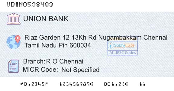 Union Bank Of India R O ChennaiBranch 