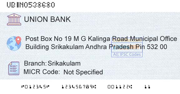 Union Bank Of India SrikakulamBranch 