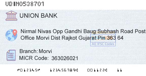 Union Bank Of India MorviBranch 