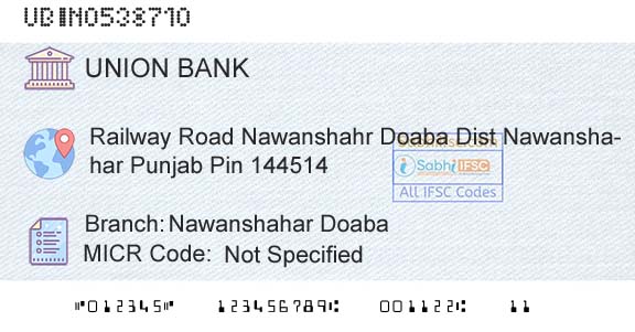 Union Bank Of India Nawanshahar DoabaBranch 