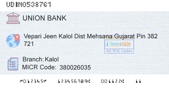 Union Bank Of India KalolBranch 