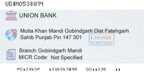 Union Bank Of India Gobindgarh MandiBranch 
