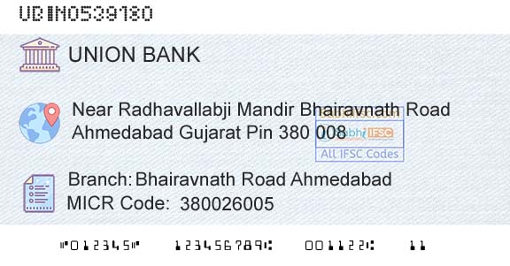 Union Bank Of India Bhairavnath Road AhmedabadBranch 