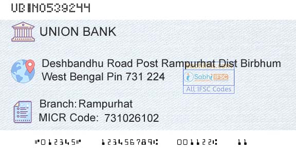 Union Bank Of India Rampurhat Branch 