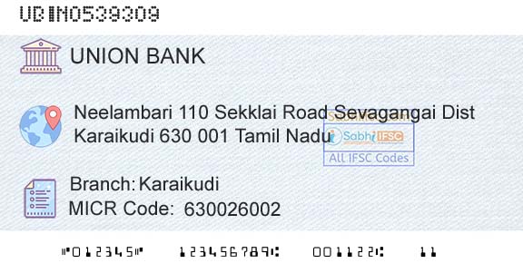 Union Bank Of India KaraikudiBranch 