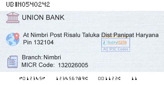 Union Bank Of India NimbriBranch 