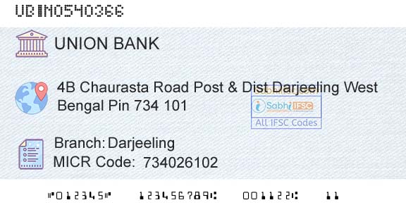 Union Bank Of India DarjeelingBranch 