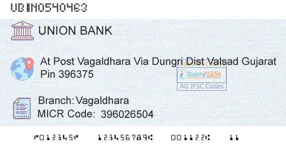 Union Bank Of India VagaldharaBranch 