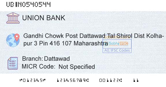 Union Bank Of India DattawadBranch 