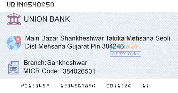 Union Bank Of India SankheshwarBranch 