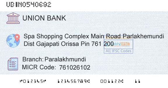 Union Bank Of India ParalakhmundiBranch 