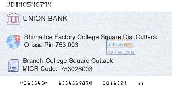 Union Bank Of India College Square CuttackBranch 