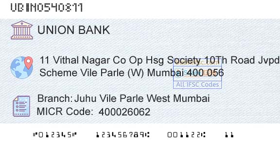 Union Bank Of India Juhu Vile Parle West MumbaiBranch 
