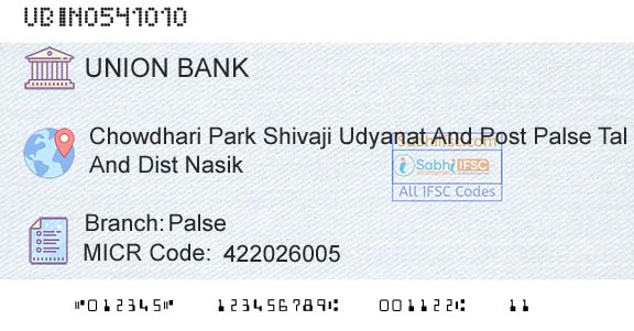 Union Bank Of India PalseBranch 