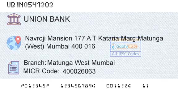 Union Bank Of India Matunga West MumbaiBranch 