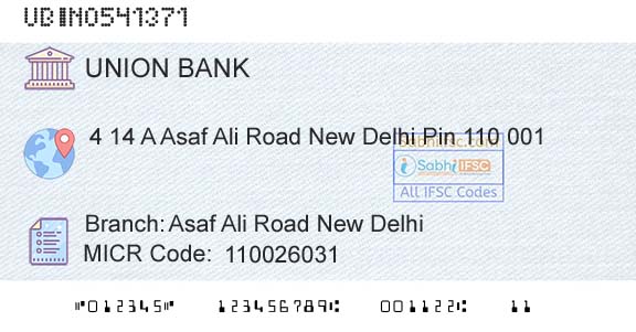 Union Bank Of India Asaf Ali Road New DelhiBranch 