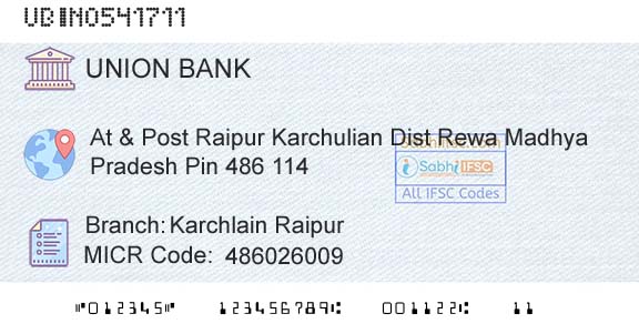 Union Bank Of India Karchlain RaipurBranch 