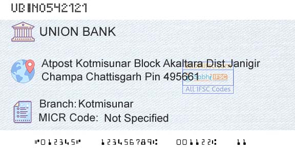 Union Bank Of India KotmisunarBranch 