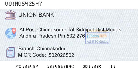 Union Bank Of India ChinnakodurBranch 