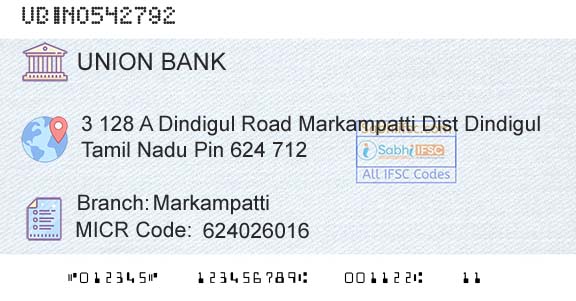 Union Bank Of India MarkampattiBranch 