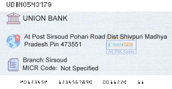Union Bank Of India SirsoudBranch 