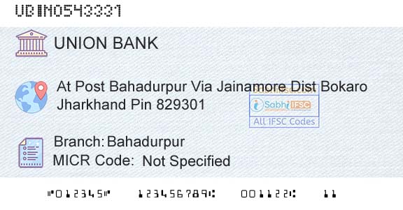 Union Bank Of India BahadurpurBranch 
