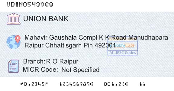 Union Bank Of India R O RaipurBranch 