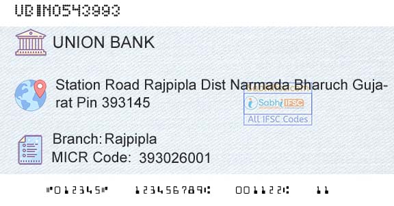 Union Bank Of India RajpiplaBranch 