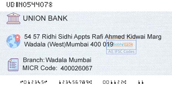 Union Bank Of India Wadala MumbaiBranch 