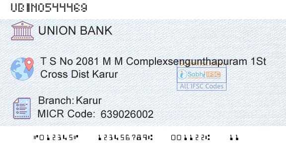 Union Bank Of India KarurBranch 