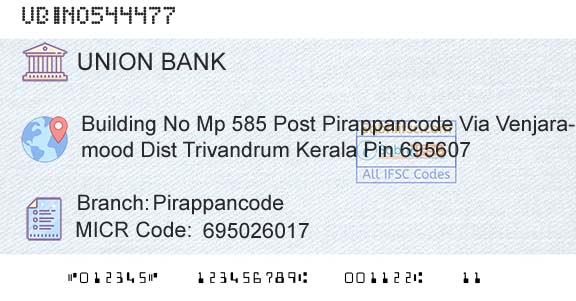 Union Bank Of India PirappancodeBranch 