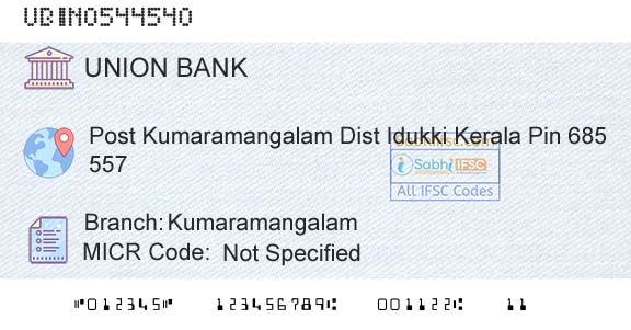 Union Bank Of India Kumaramangalam Branch 