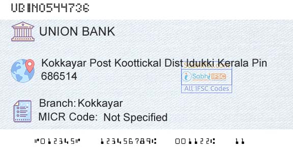 Union Bank Of India KokkayarBranch 