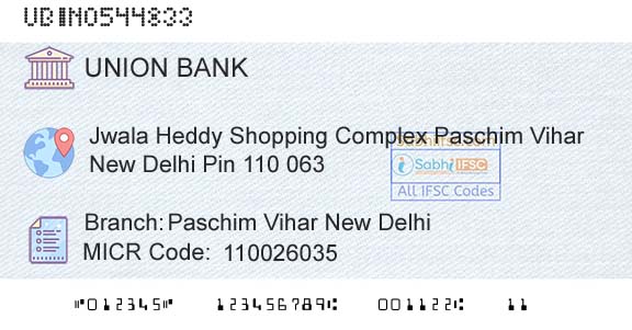 Union Bank Of India Paschim Vihar New DelhiBranch 