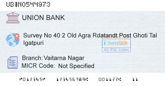 Union Bank Of India Vaitarna NagarBranch 