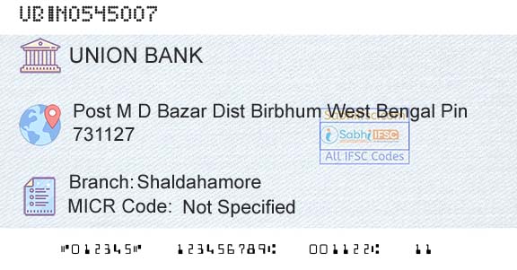 Union Bank Of India ShaldahamoreBranch 
