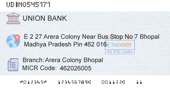 Union Bank Of India Arera Colony BhopalBranch 