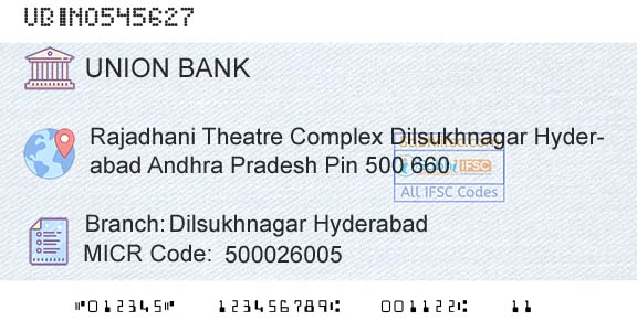 Union Bank Of India Dilsukhnagar HyderabadBranch 