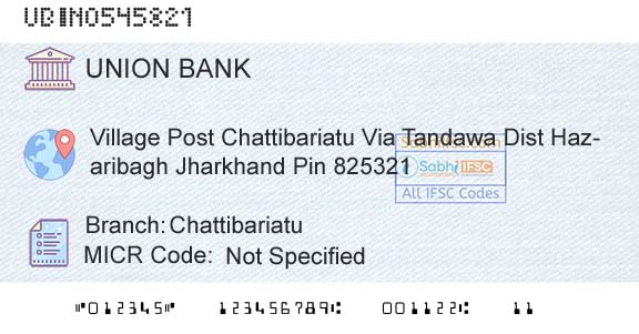 Union Bank Of India ChattibariatuBranch 