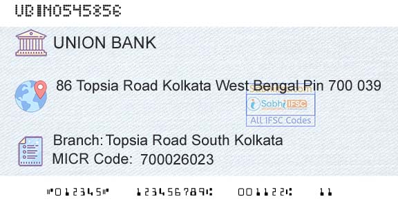 Union Bank Of India Topsia Road South KolkataBranch 
