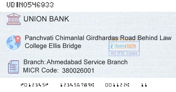 Union Bank Of India Ahmedabad Service BranchBranch 