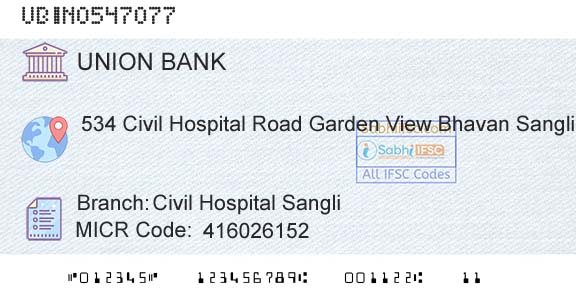 Union Bank Of India Civil Hospital SangliBranch 