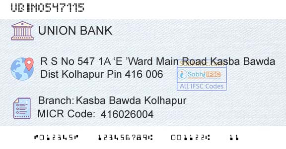 Union Bank Of India Kasba Bawda KolhapurBranch 