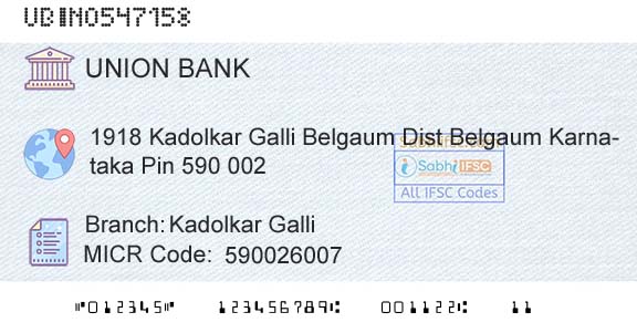 Union Bank Of India Kadolkar GalliBranch 